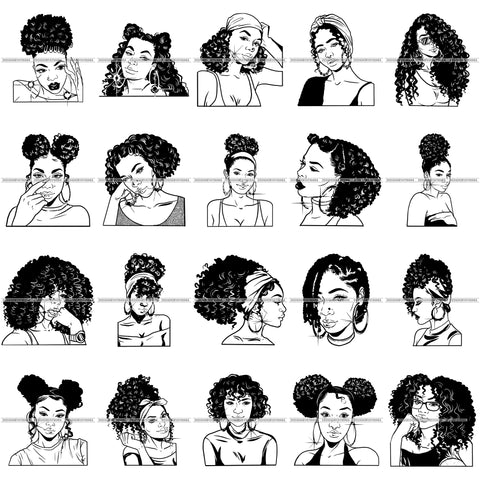 Bundle 20 Queen Boss Lady Bamboo Earrings Urban Street Girl Black Woman Nubian Melanin Popping  SVG Cutting Files For Silhouette Cricut and More
