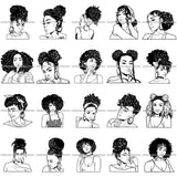 Bundle 20 Queen Boss Lady Bamboo Earrings Urban Street Girl Black Woman Nubian Melanin Popping  SVG Cutting Files For Silhouette Cricut and More