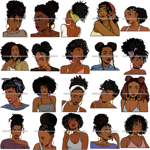 Bundle 20 Afro Girl Bamboo Earrings Hustle Diva Gold Jewelry Hair Accessories Black Woman Goddess SVG Files For Cutting and More!