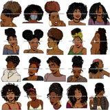 Bundle 20 Afro Girl Bamboo Earrings Hustle Diva Gold Jewelry Hair Accessories Black Woman Goddess SVG Files For Cutting and More!