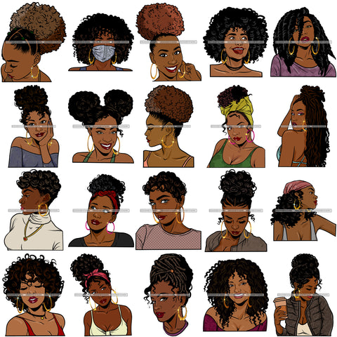 Bundle 20 Afro Girl Bamboo Earrings Hustle Diva Gold Jewelry Hair Accessories Black Woman Goddess SVG Files For Cutting and More!
