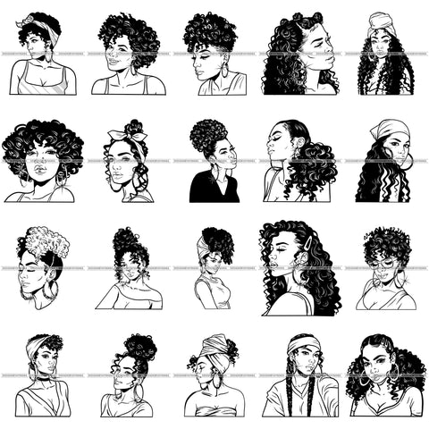 Bundle 20 Queen Boss Lady Bamboo Earrings Urban Street Girl Black Woman Nubian Melanin Popping  SVG Cutting Files For Silhouette Cricut and More