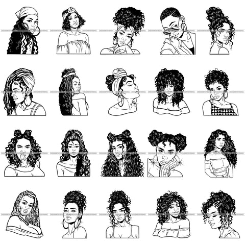 Bundle 20 Queen Boss Lady Bamboo Earrings Urban Street Girl Black Woman Nubian Melanin Popping  SVG Cutting Files For Silhouette Cricut and More
