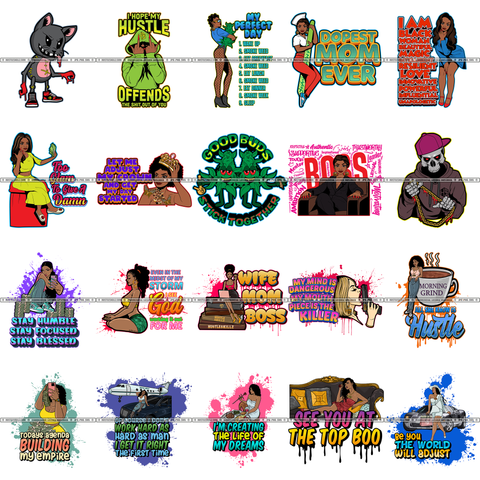 Bundle 20 If My Hustle Offends You Dope Mom Cannabis Hustle Grind Melanin Woman SVG PNG JPG Cut Files For Silhouette Cricut and More!