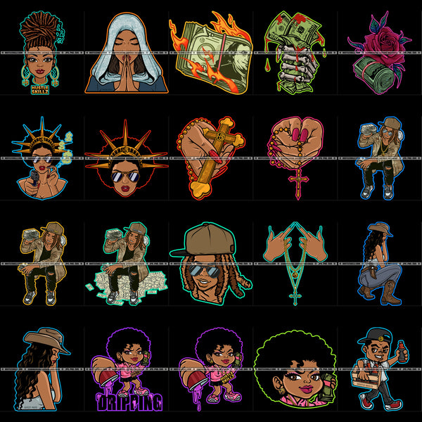 Bundle 20 Hands Praying Cross Dripping Melanin Woman Woman Praying Black Statue Liberty Ebony SVG PNG JPG Cut Files For Silhouette Cricut and More!