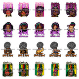 Bundle 20 Afro Woman Yes I'm Black & Proud Melanin Queen Quotes Breast Cancer Warrior Diva Layered SVG Cut Files For Silhouette Cricut and More!