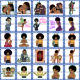 Bundle 20 Melanin Couple Relationship Soulmates Queen King Woman Praying SVG PNG JPG Cut Files For Silhouette Cricut and More!