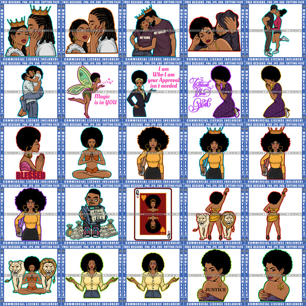 Bundle 20 Melanin Couple Relationship Soulmates Queen King Woman Praying SVG PNG JPG Cut Files For Silhouette Cricut and More!