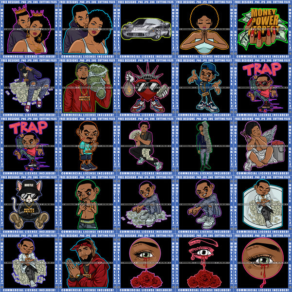 Bundle 20 Mix Hustler Man King Queen Coupe Soulmates Relationship Soulmates Trap Boy SVG PNG JPG Cut Files For Silhouette Cricut and More!