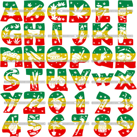 Bundle 36 Marijuana Alphabet Numbers Letters Creation Kit SVG JPG PNG Layered Cutting Files For Silhouette Cricut and More