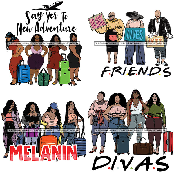 Bundle 20 Ladies Getaway Vacation Trip Travel Adventure Best Friends Forever Buddy Sister Divas Melanin Girlfriends SVG Files For Cutting and More!