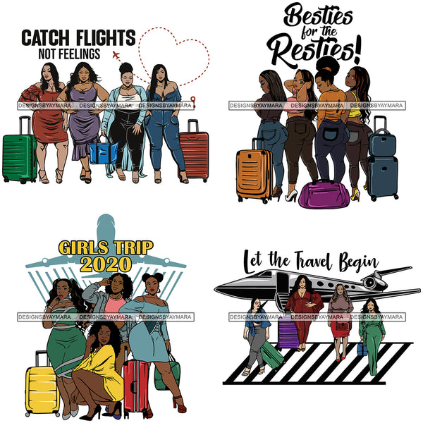 Bundle 20 Ladies Getaway Vacation Trip Travel Adventure Best Friends Forever Buddy Sister Divas Melanin Girlfriends SVG Files For Cutting and More!