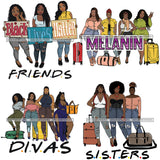 Bundle 20 Ladies Getaway Vacation Trip Travel Adventure Best Friends Forever Buddy Sister Divas Melanin Girlfriends SVG Files For Cutting and More!