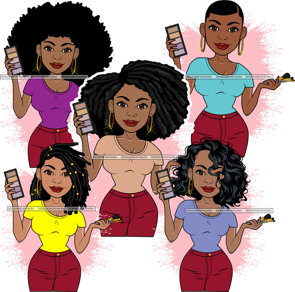 Bundle 5 Lola Beauty Salon Make Up Artist Business Owner Element Logo Melanin African American Woman Black Girl Magic SVG JPG PNG Layered Cutting Files For Silhouette Cricut and More
