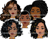 Bundle 5 Afro Lola Queen Boss Lady Covering Face With Hand Holding Glasses Looking Up Black Girl Magic Nubian Melanin Popping  SVG Cutting Files For Silhouette Cricut and More