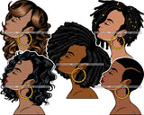 Bundle 5 Afro Beautiful Lola Looking Up Queen Boss Lady Black Woman Nubian Melanin Popping SVG Cutting Files For Silhouette Cricut and More