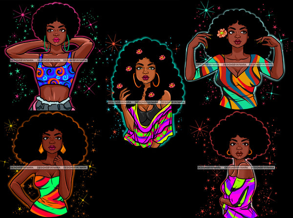 Bundle 5 Afro Goddess Queen Black Lady High Self Esteem Proud African American Woman Black Girl Magic Melanin Nubian Ebony JPG PNG Clipart