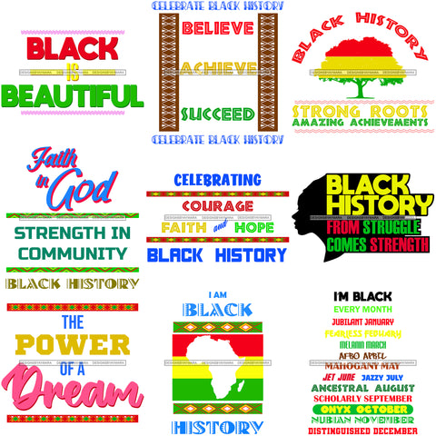 Bundle 9 Black History Month Designs .SVG Cutting Files For Silhouette Cricut and More!