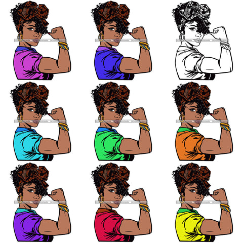 Bundle 9 Afro Woman Power Strong Lady We can Do It Flexing Arms Hot Seller .SVG Cutting Files For Silhouette and Cricut and More!