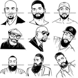 Super Bundle 100 Attractive Man Bearded Hipster Model Fashion Male Guy Stylish Mustache Close-up Sexy Macho Manly SVG Files For Cutting