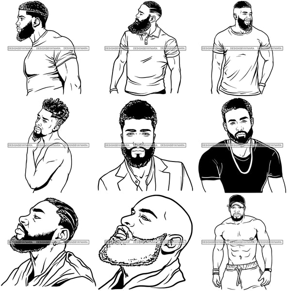 Super Bundle 100 Attractive Man Bearded Hipster Model Fashion Male Guy Stylish Mustache Close-up Sexy Macho Manly SVG Files For Cutting