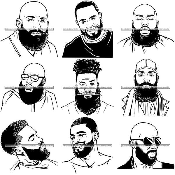 Super Bundle 100 Attractive Man Bearded Hipster Model Fashion Male Guy Stylish Mustache Close-up Sexy Macho Manly SVG Files For Cutting