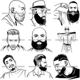 Super Bundle 100 Attractive Man Bearded Hipster Model Fashion Male Guy Stylish Mustache Close-up Sexy Macho Manly SVG Files For Cutting