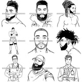 Super Bundle 100 Attractive Man Bearded Hipster Model Fashion Male Guy Stylish Mustache Close-up Sexy Macho Manly SVG Files For Cutting