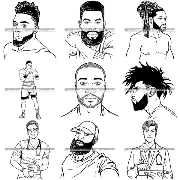 Super Bundle 100 Attractive Man Bearded Hipster Model Fashion Male Guy Stylish Mustache Close-up Sexy Macho Manly SVG Files For Cutting