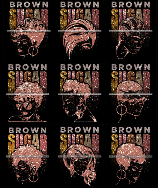 Bundle 9 Brown Sugar Black Girl Magic Afro Woman Nubian Queen Melanin Popping SVG Cutting Files For Silhouette Cricut and More