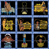 Bundle 9 Melanin Afro Woman Hustle Savage Life Quotes SVG PNG JPG Cut Files For Silhouette Cricut and More!