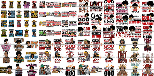 Super Bundle More Than 90 Afro Woman God Lord Life Quotes SVG Cutting Files For Silhouette and Cricut and More!