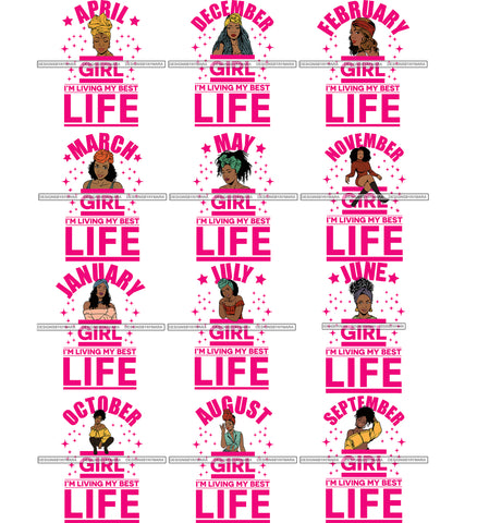 Bundle 12 Birthday Afro Woman SVG Cutting Files For Cricut and More.