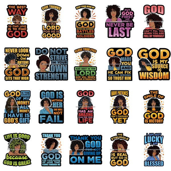 Super Bundle More Than 90 Afro Woman God Lord Life Quotes SVG Cutting Files For Silhouette and Cricut and More!
