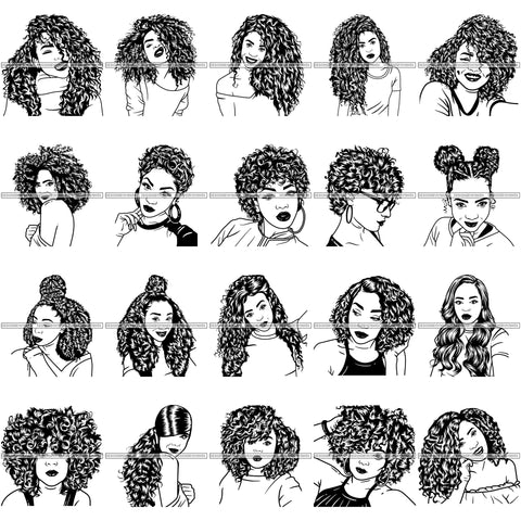 Bundle 20 Afro Lady Black Goddess Melanin Dark Latina Morena SVG Files For Cutting and More!