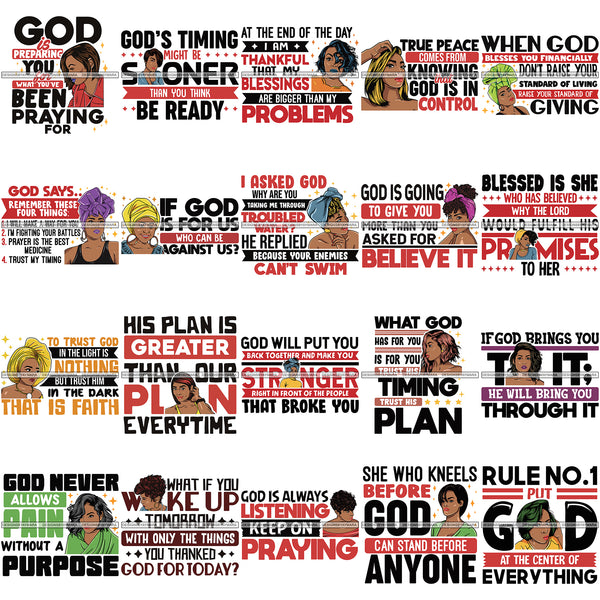 Super Bundle More Than 90 Afro Woman God Lord Life Quotes SVG Cutting Files For Silhouette and Cricut and More!