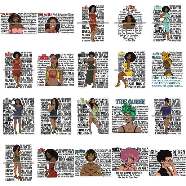 Bundle 20 Afro Woman This Queen Quotes SVG Files For Cutting and More!
