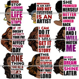 Special Bundle 48 Afro Woman Half Face Quotes SVG Cutting Files For Silhouette and Cricut