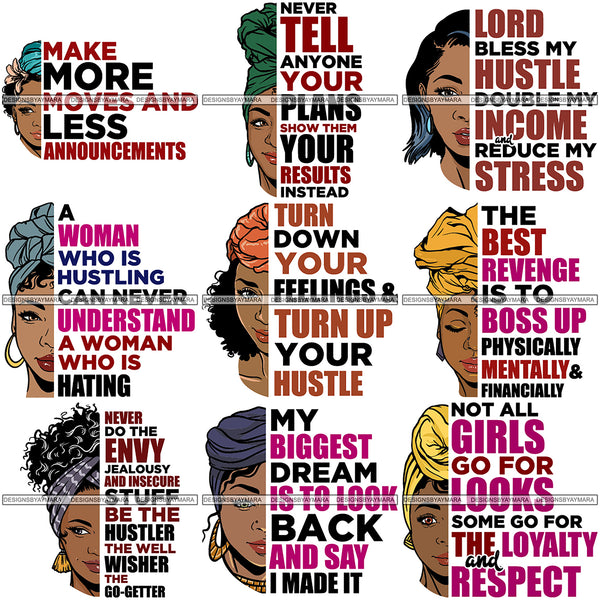 Special Bundle 48 Afro Woman Half Face Quotes SVG Cutting Files For Silhouette and Cricut