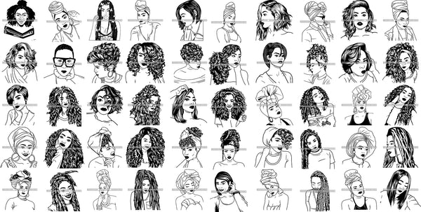 Special Bundle 50 Afro Beautiful Woman SVG Only For $10.99 Cutting Files For Silhouette and Cricut