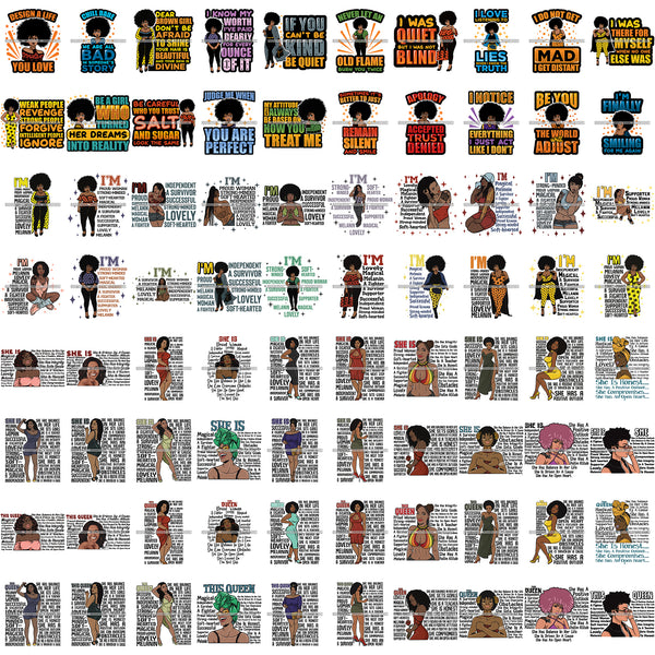 Bundle 80 Afro Woman I'm She's This Queen Quotes SVG Files For Cutting and More!
