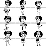 Bundle 9 Afro Sexy Queen Betty SVG Cutting Files For Cricut and Silhouette