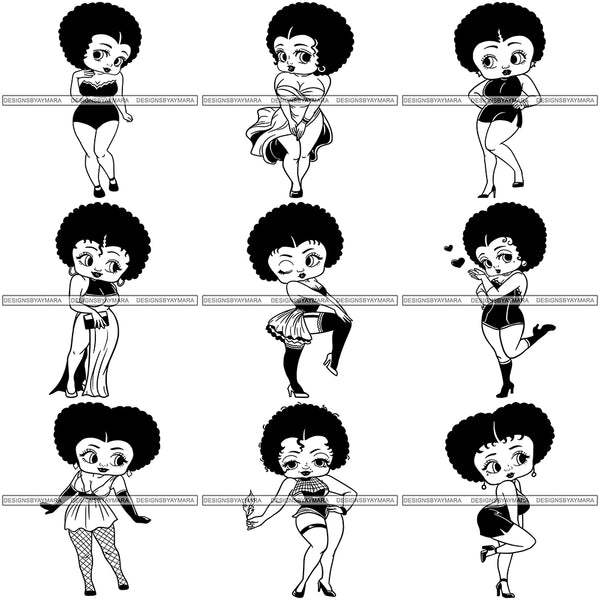 Bundle 9 Afro Sexy Queen Betty SVG Cutting Files For Cricut and Silhouette