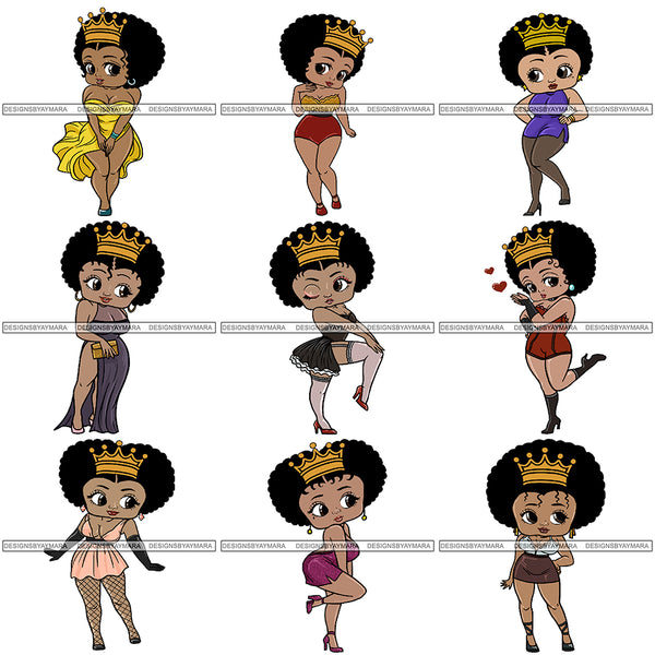 Bundle 9 Afro Sexy Queen Betty PNG Print Files Not For Cutting