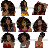 Bundle 9 Afro Melanin Popping Hair Style SVG Files For Cutting and More