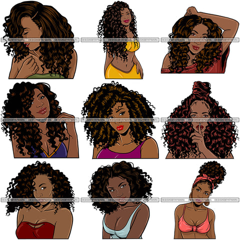 Bundle 9 Afro Melanin Popping Hair Style SVG Files For Cutting and More