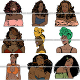 Bundle 9 Afro Latina Woman SVG Cutting Files For Silhouette Cricut and More