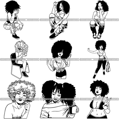 Bundle 9 Afro Independent Successful Woman SVG Cutting Files For Silhouette Cricut and More