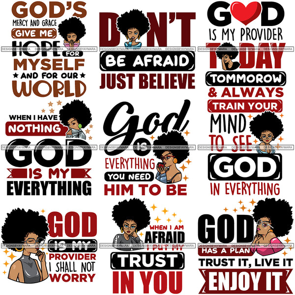 Super Bundle More Than 90 Afro Woman God Lord Life Quotes SVG Cutting Files For Silhouette and Cricut and More!
