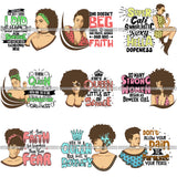 Bundle 9 Afro Lady Queen Goddess Melanin Nubian .PNG Print Files Not For Cutting